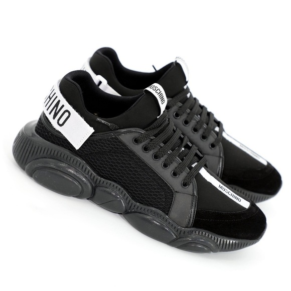 SALE!! Moschino men's reflective bear tapped logo sneakers NWB